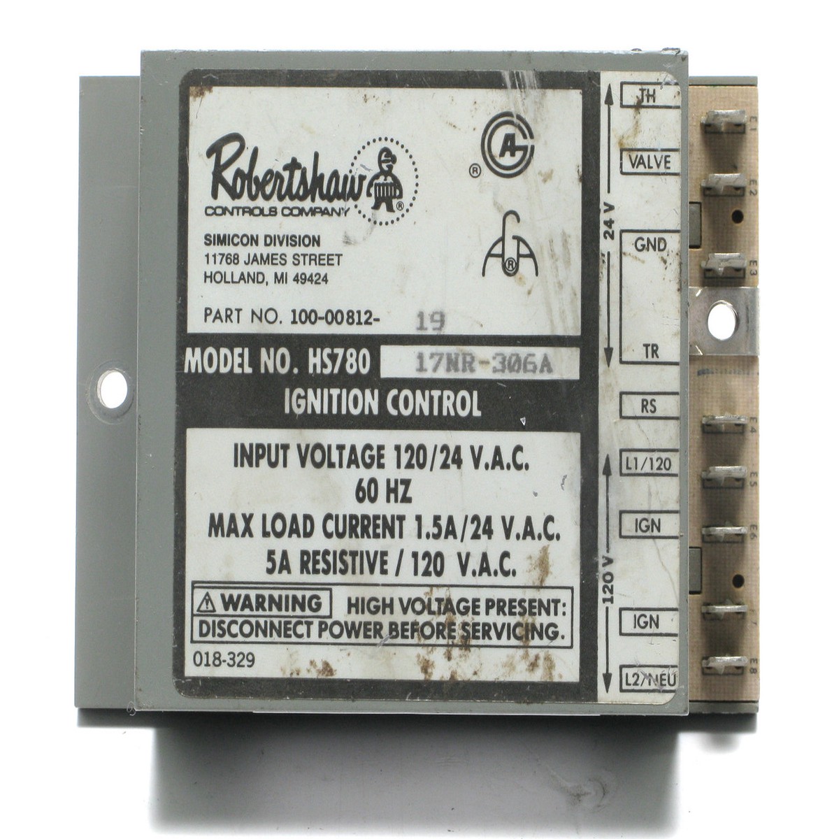 Robertshaw HS780-17NR-306A Hot Surface Ignition Control Board