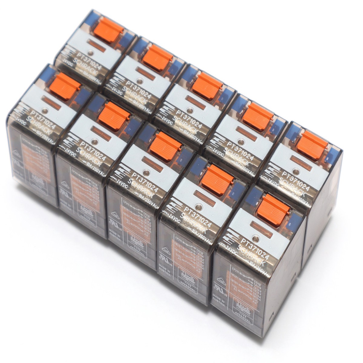 SCHRACK PT371024 Miniature Relay, 24VDC, 10pk
