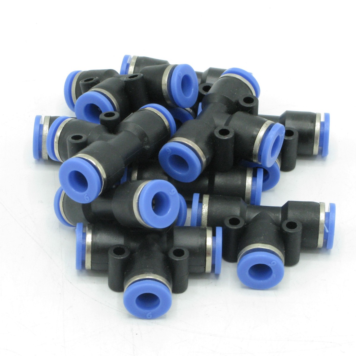 6mm (1/4 in.) Pneumatic Push in UnionTEE Fitting, Quick Connect, 10pcs