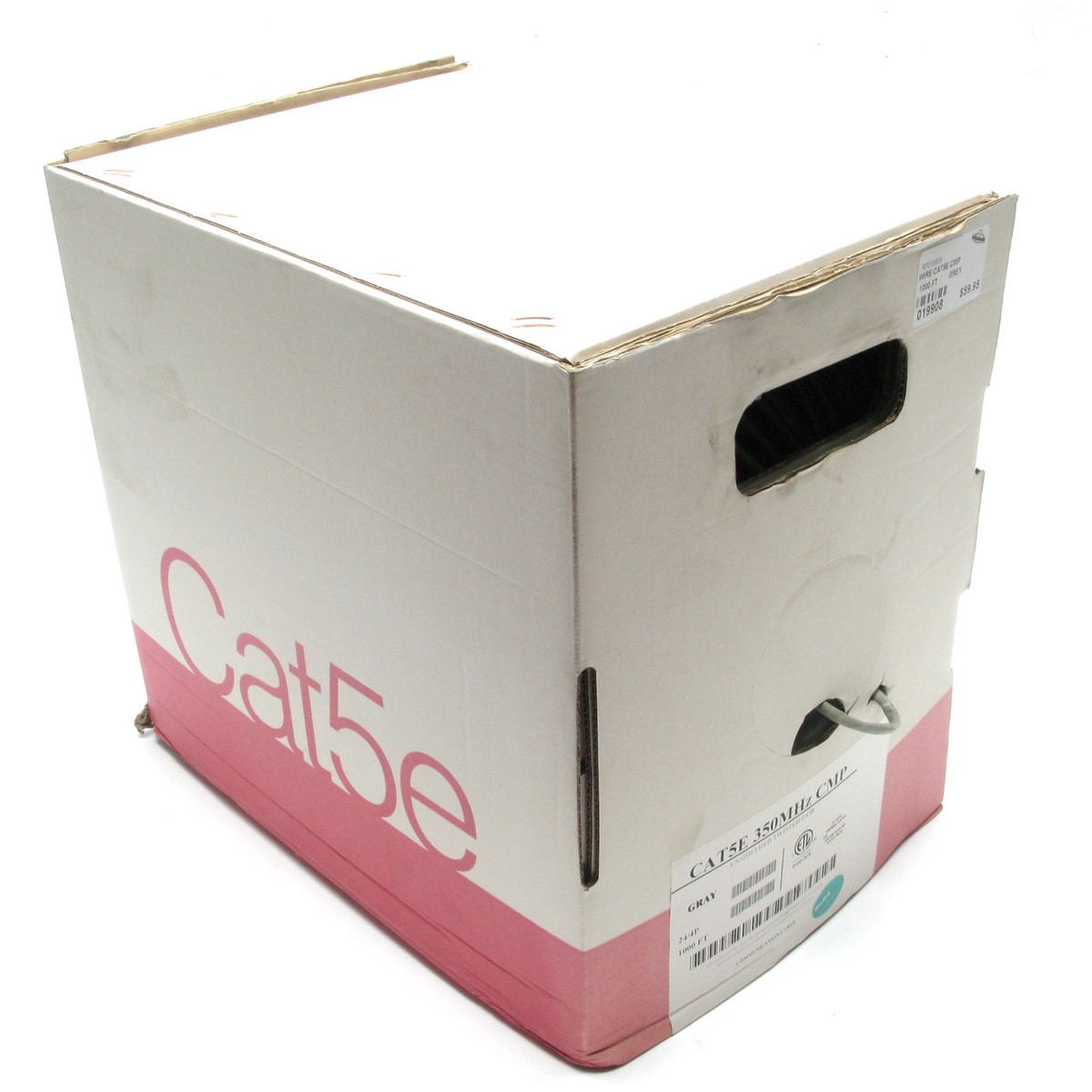Cat5e U/UTP Solid CMP 100% Copper, Grey, 1000ft