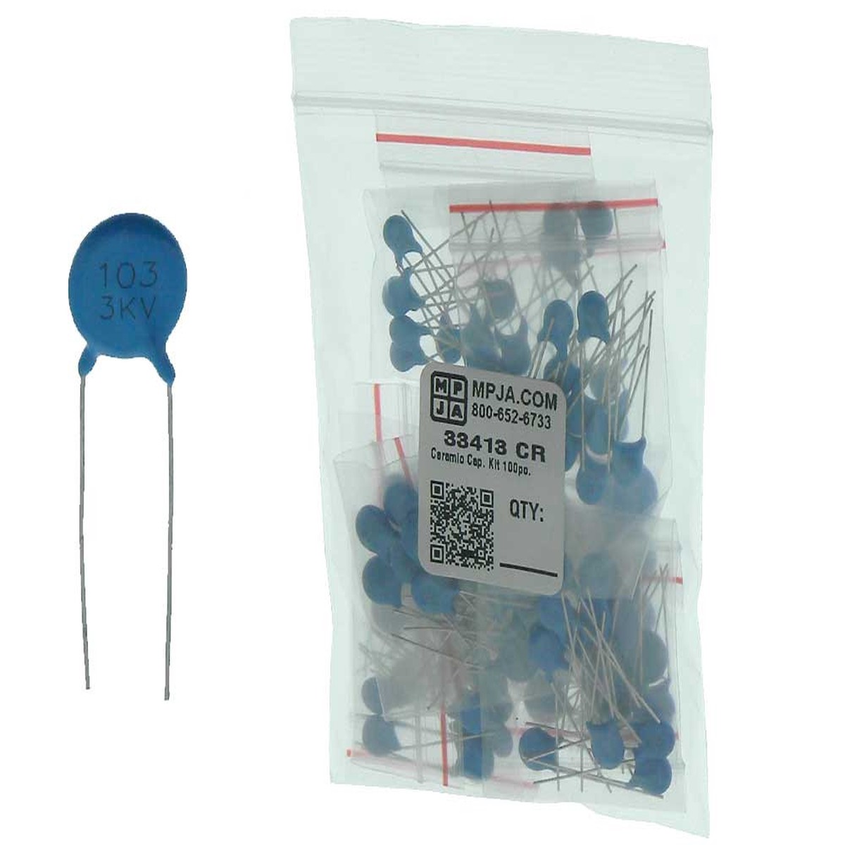 Ceramic Capacitor Kit, 3kV, Pack of 100