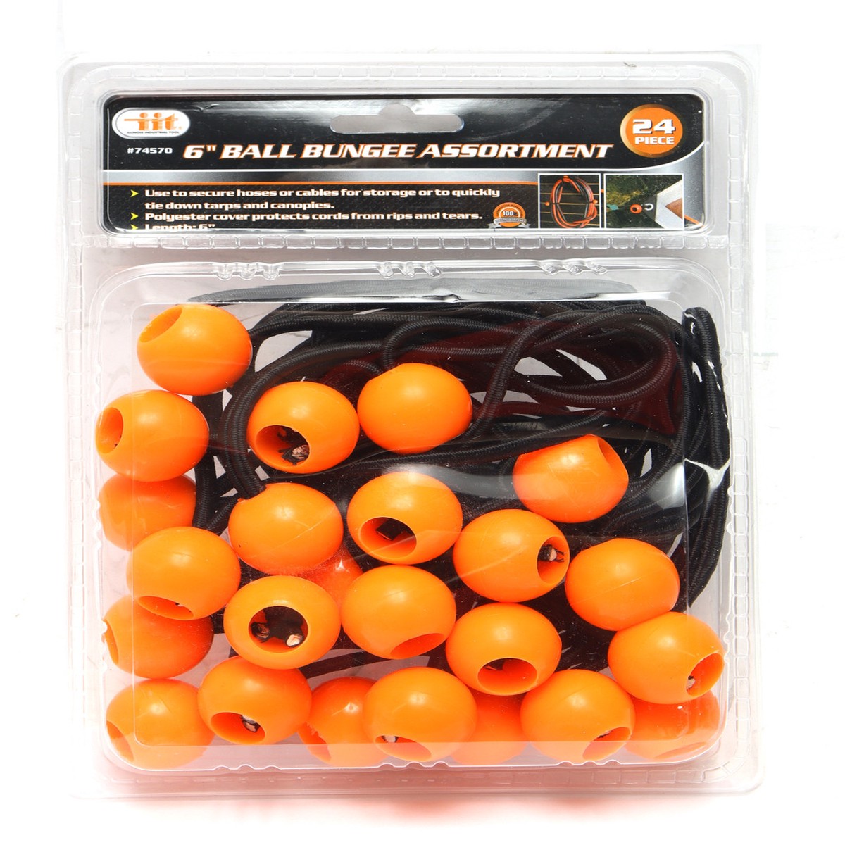 IIT 74570 6" Ball Bungee Assortment, 24pcs