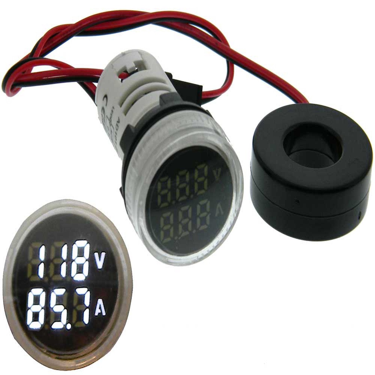 Panel Meter, 500V & 20 to 99.9A AC White LED